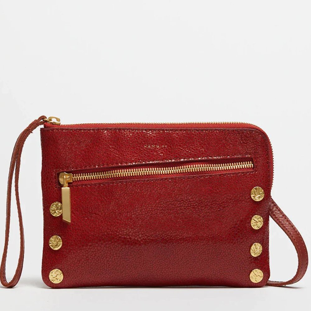 NWT New Hammitt Nash Small Clutch Zinfandel Red Leather Retired Rare